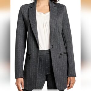 NWT XXL NIC+ZOE Pinstripe Ponte Zip Jacket Blazer